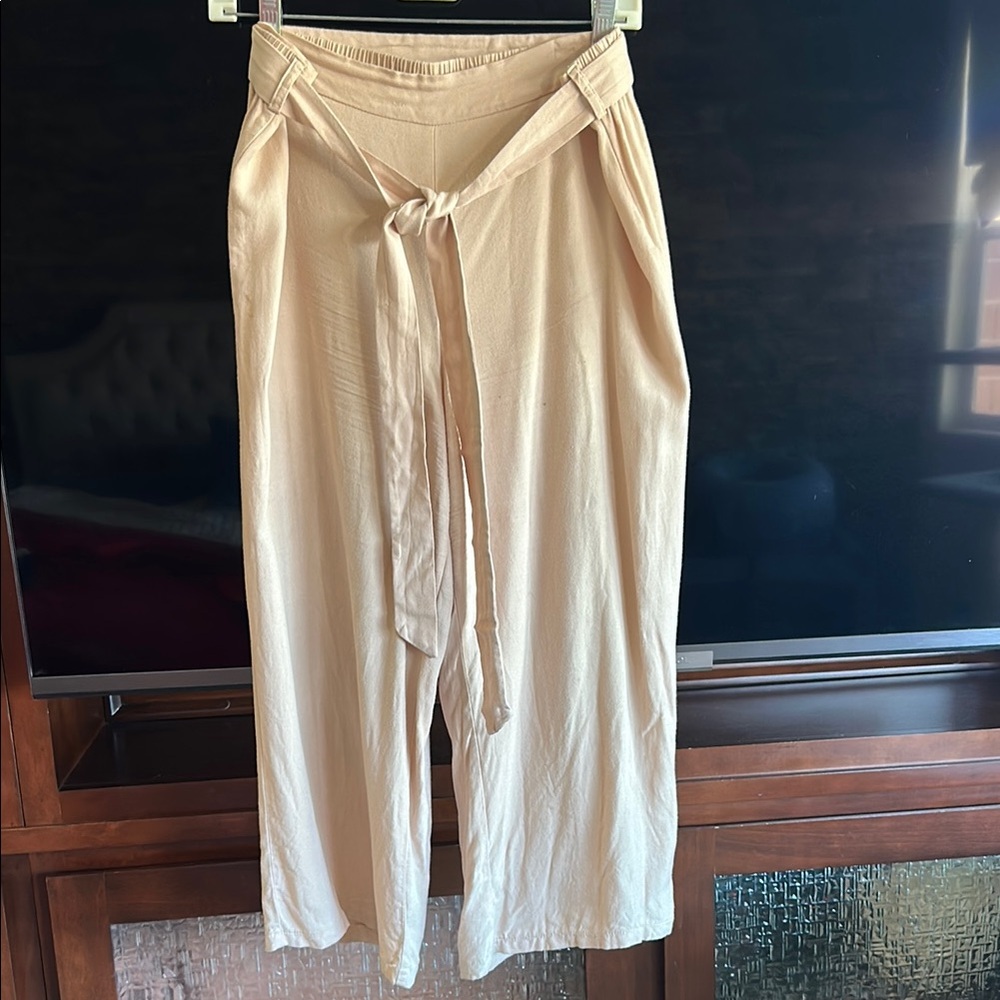 Primark Cream and Pink Wide Leg Pants Lightweight Design